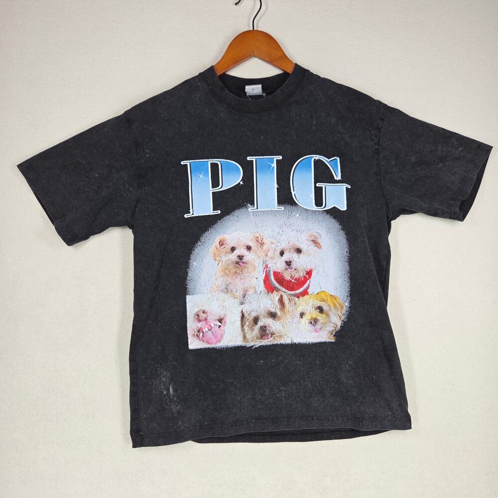 Vintage Pig Shirt Small Y2k 2000s Grunge Retro Streetwear Funny Dogs Poodles